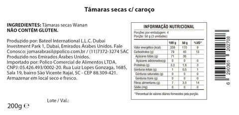 Tâmara Jomara Wanan Jumbo com Caroço 200g