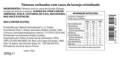 Tâmara Jomara Recheada com Casca de Laranja Francesa 200g
