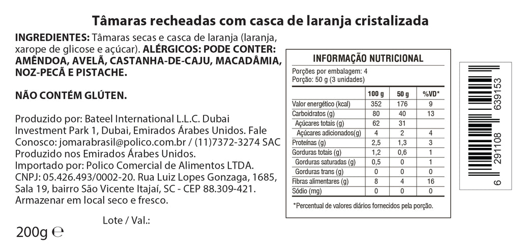 Tamara Jomara Recheada Com Casca De Laranja 200g - Importada