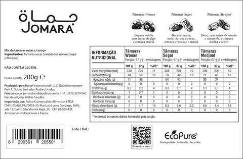 Tâmara Jomara Jumbo Medjool, Wanan e Segai 200g