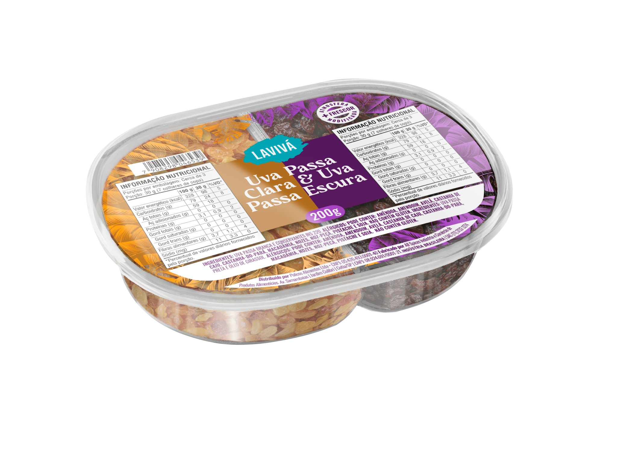 Duo Uva Passa Clara/Escura Laviva 200g