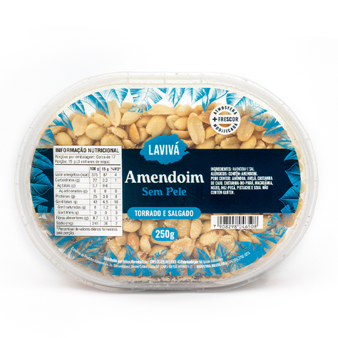 Amendoim Sem Pele Torrado e Salgado Lavivá 250g