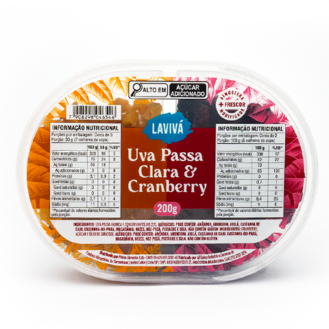 Duo Cranberry e Uva Passa Clara Lavivá 200g